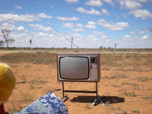 picture of TV in desert